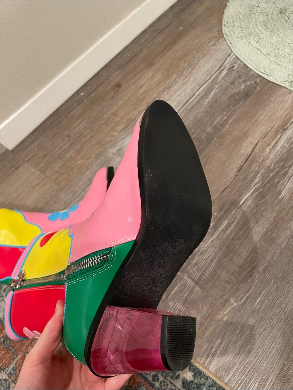 DOLLSKILL Colorblock Flower Cowgirl Boots - Pink Yellow Blue Green - Picture 8 of 10
